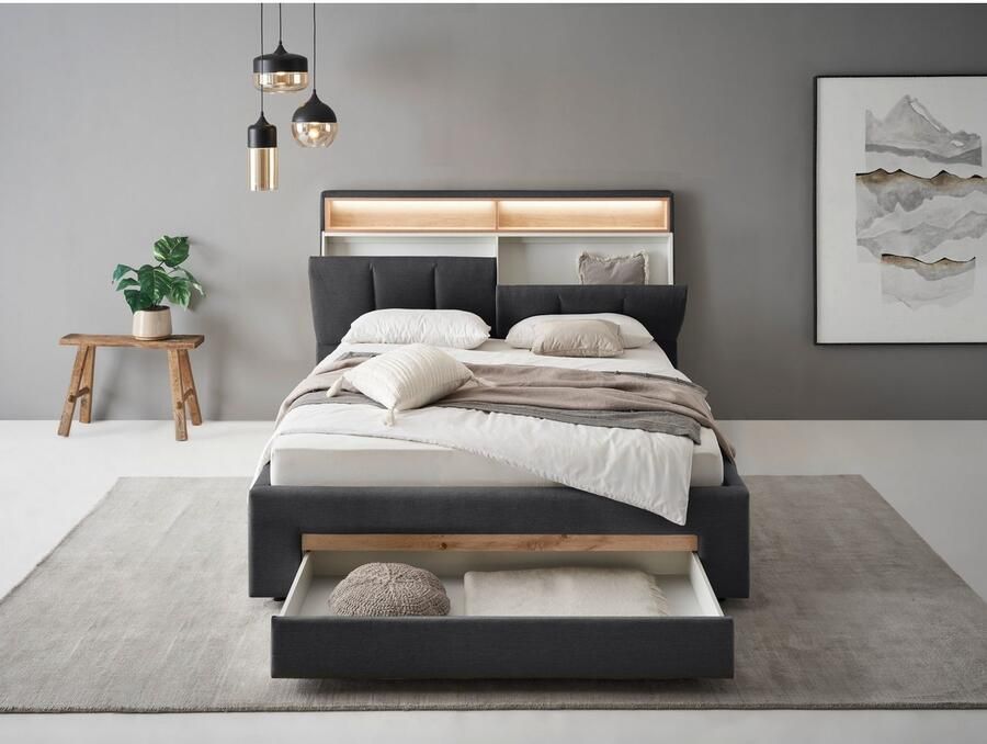 INOSIGN Gestoffeerd bed CiTY GiRON gepolsterd opbergbed met LED-verlichting Bedkisten met hondenbed of als opbergruimte opklapbare hoofdeinden - Foto 2