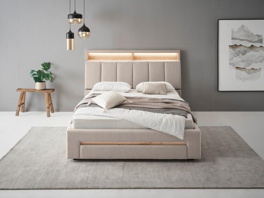 INOSIGN Gestoffeerd bed CiTY GiRON gepolsterd opbergbed met LED-verlichting Bedkisten met hondenbed of als opbergruimte opklapbare hoofdeinden - Foto 9