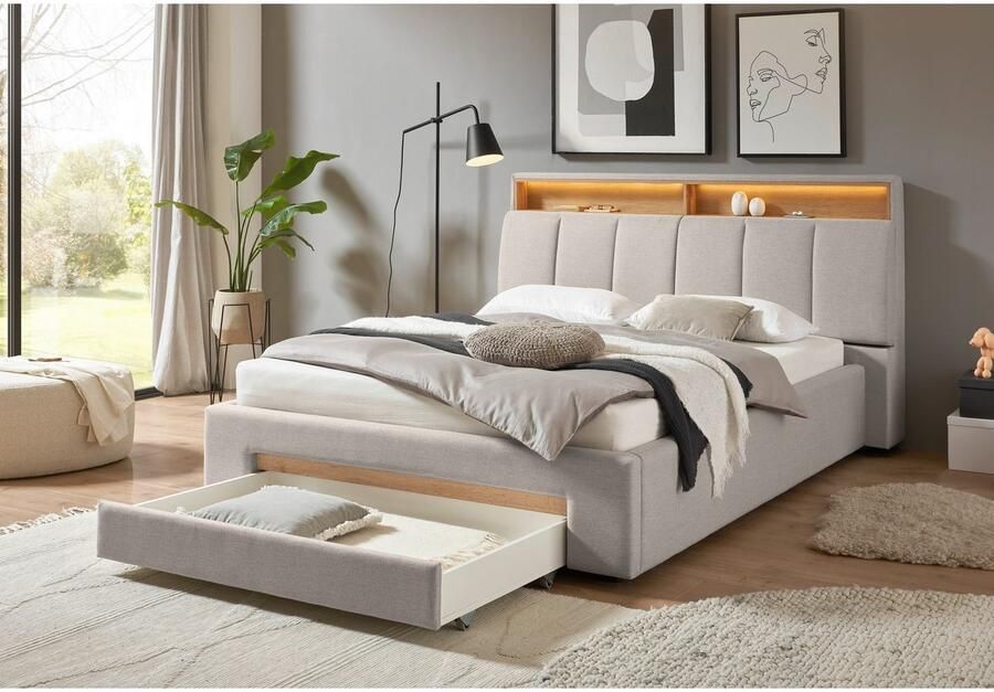 INOSIGN Gestoffeerd bed CiTY GiRON gepolsterd opbergbed met LED-verlichting Bedkisten met hondenbed of als opbergruimte opklapbare hoofdeinden - Foto 6