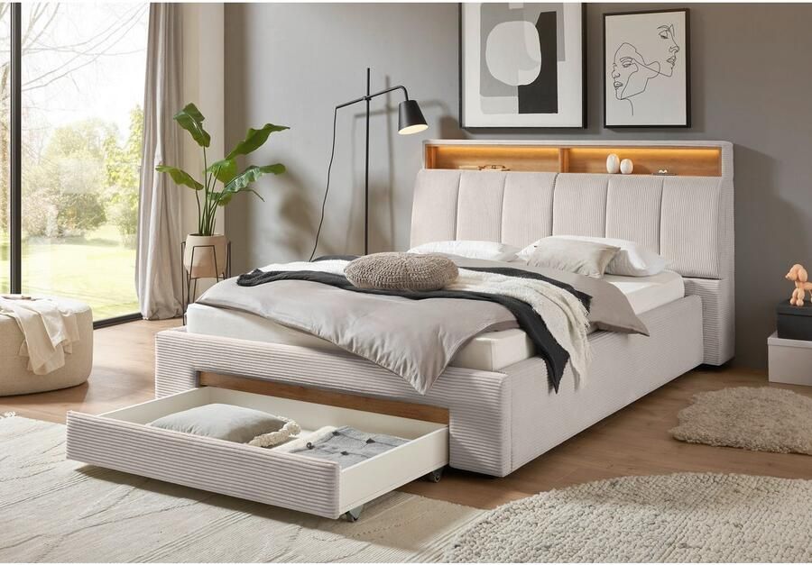 INOSIGN Gestoffeerd bed CiTY GiRON gepolsterd opbergbed met LED-verlichting Bedkisten met hondenbed of als opbergruimte opklapbare hoofdeinden - Foto 7