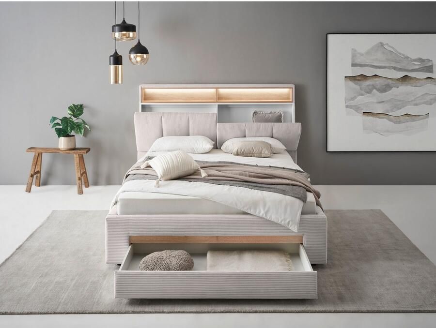INOSIGN Gestoffeerd bed CiTY GiRON gepolsterd opbergbed met LED-verlichting Bedkisten met hondenbed of als opbergruimte opklapbare hoofdeinden - Foto 2