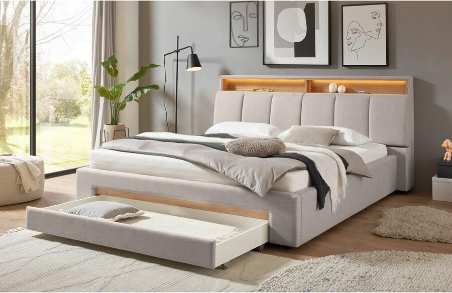 INOSIGN Gestoffeerd bed CiTY GiRON gepolsterd opbergbed met LED-verlichting Bedkisten met hondenbed of als opbergruimte opklapbare hoofdeinden - Foto 7