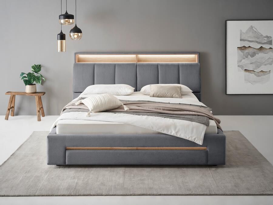 INOSIGN Gestoffeerd bed CiTY GiRON gepolsterd opbergbed met LED-verlichting Bedkisten met hondenbed of als opbergruimte opklapbare hoofdeinden - Foto 11