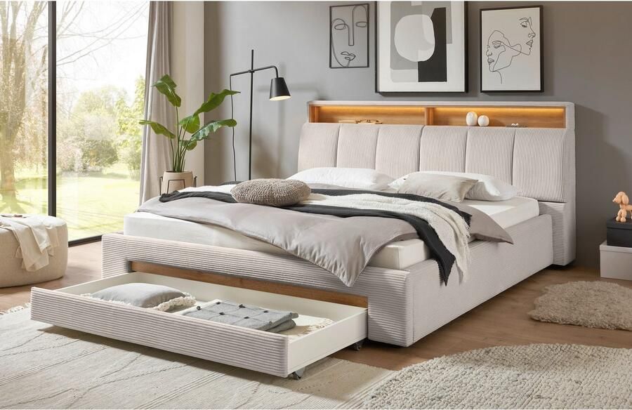 INOSIGN Gestoffeerd bed CiTY GiRON gepolsterd opbergbed met LED-verlichting Bedkisten met hondenbed of als opbergruimte opklapbare hoofdeinden - Foto 6