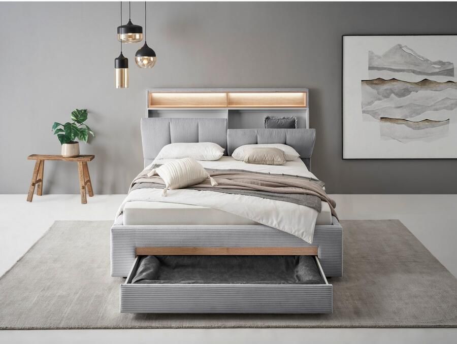 INOSIGN Gestoffeerd bed CiTY GiRON gepolsterd opbergbed met LED-verlichting Bedkisten met hondenbed of als opbergruimte opklapbare hoofdeinden - Foto 2