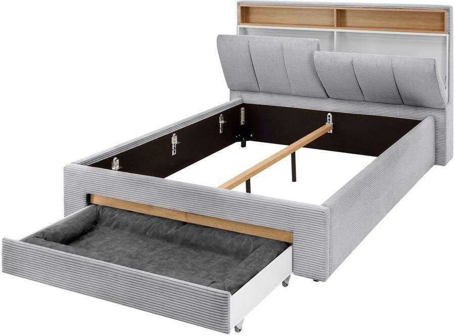 INOSIGN Gestoffeerd bed CiTY GiRON gepolsterd opbergbed met LED-verlichting Bedkisten met hondenbed of als opbergruimte opklapbare hoofdeinden - Foto 4