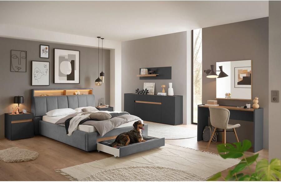 INOSIGN Gestoffeerd bed CiTY GiRON gepolsterd opbergbed met LED-verlichting Bedkisten met hondenbed of als opbergruimte opklapbare hoofdeinden - Foto 11