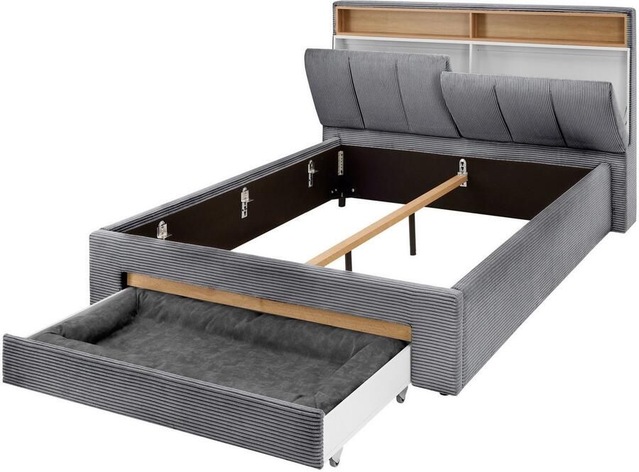 INOSIGN Gestoffeerd bed CiTY GiRON gepolsterd opbergbed met LED-verlichting Bedkisten met hondenbed of als opbergruimte opklapbare hoofdeinden - Foto 4