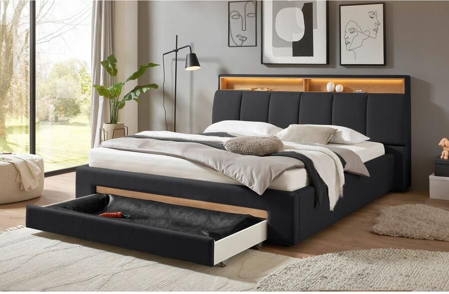 INOSIGN Gestoffeerd bed CiTY GiRON gepolsterd opbergbed met LED-verlichting Bedkisten met hondenbed of als opbergruimte opklapbare hoofdeinden - Foto 6
