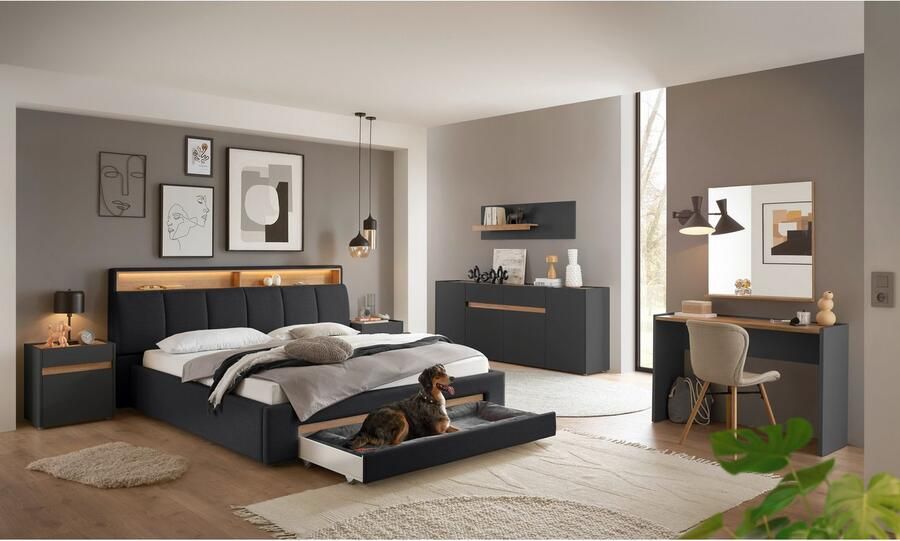 INOSIGN Gestoffeerd bed CiTY GiRON gepolsterd opbergbed met LED-verlichting Bedkisten met hondenbed of als opbergruimte opklapbare hoofdeinden - Foto 10