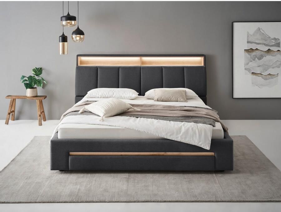 INOSIGN Gestoffeerd bed CiTY GiRON gepolsterd opbergbed met LED-verlichting Bedkisten met hondenbed of als opbergruimte opklapbare hoofdeinden - Foto 2