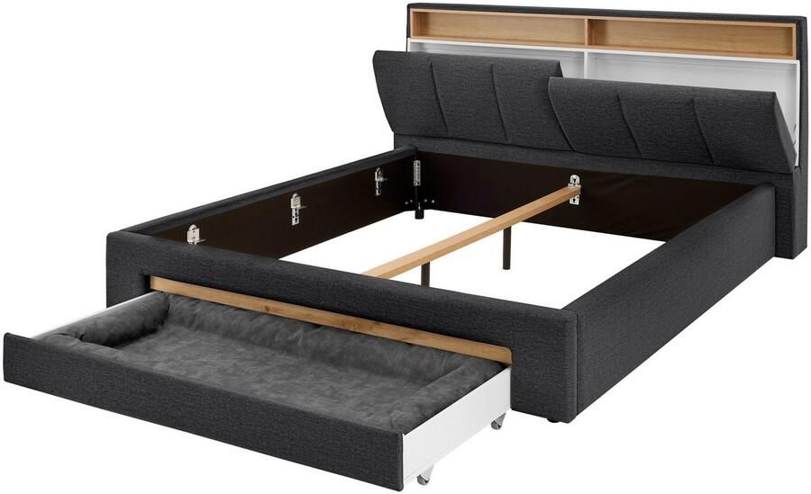 INOSIGN Gestoffeerd bed CiTY GiRON gepolsterd opbergbed met LED-verlichting Bedkisten met hondenbed of als opbergruimte opklapbare hoofdeinden - Foto 9