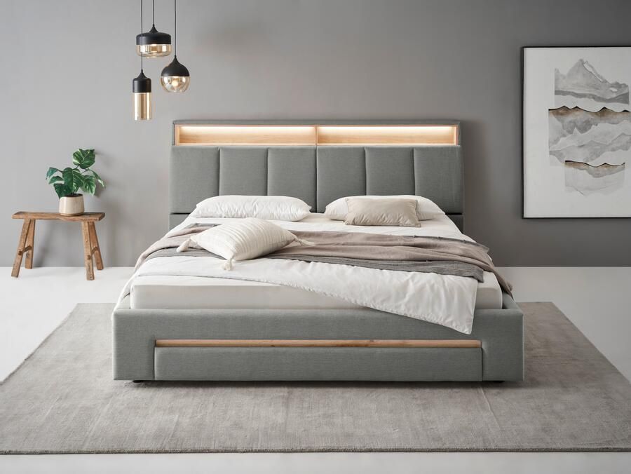 INOSIGN Gestoffeerd bed CiTY GiRON gepolsterd opbergbed met LED-verlichting Bedkisten met hondenbed of als opbergruimte opklapbare hoofdeinden - Foto 11