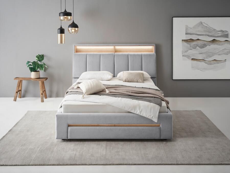 INOSIGN Gestoffeerd bed CiTY GiRON gepolsterd opbergbed met LED-verlichting Bedkisten met hondenbed of als opbergruimte opklapbare hoofdeinden - Foto 11