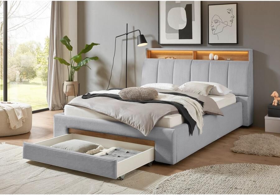 INOSIGN Gestoffeerd bed CiTY GiRON gepolsterd opbergbed met LED-verlichting Bedkisten met hondenbed of als opbergruimte opklapbare hoofdeinden - Foto 7