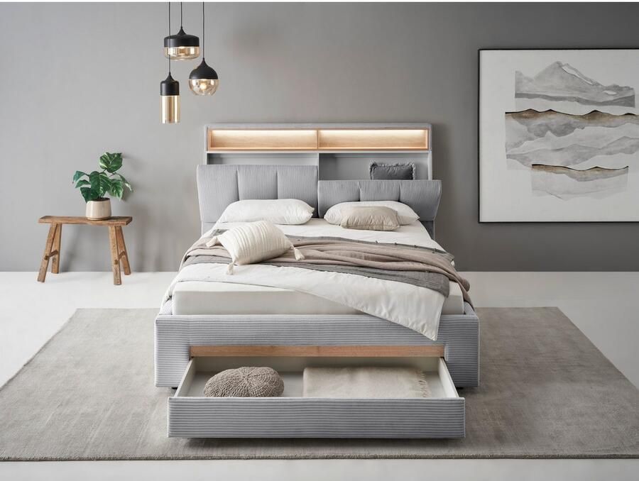 INOSIGN Gestoffeerd bed CiTY GiRON gepolsterd opbergbed met LED-verlichting Bedkisten met hondenbed of als opbergruimte opklapbare hoofdeinden - Foto 2