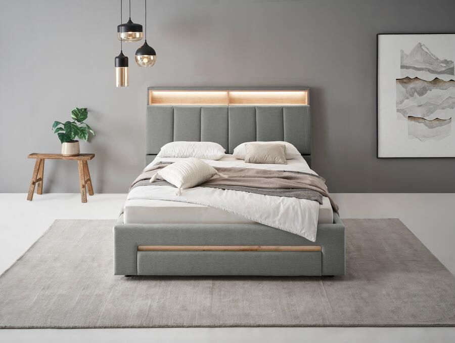 INOSIGN Gestoffeerd bed CiTY GiRON gepolsterd opbergbed met LED-verlichting Bedkisten met hondenbed of als opbergruimte opklapbare hoofdeinden - Foto 11