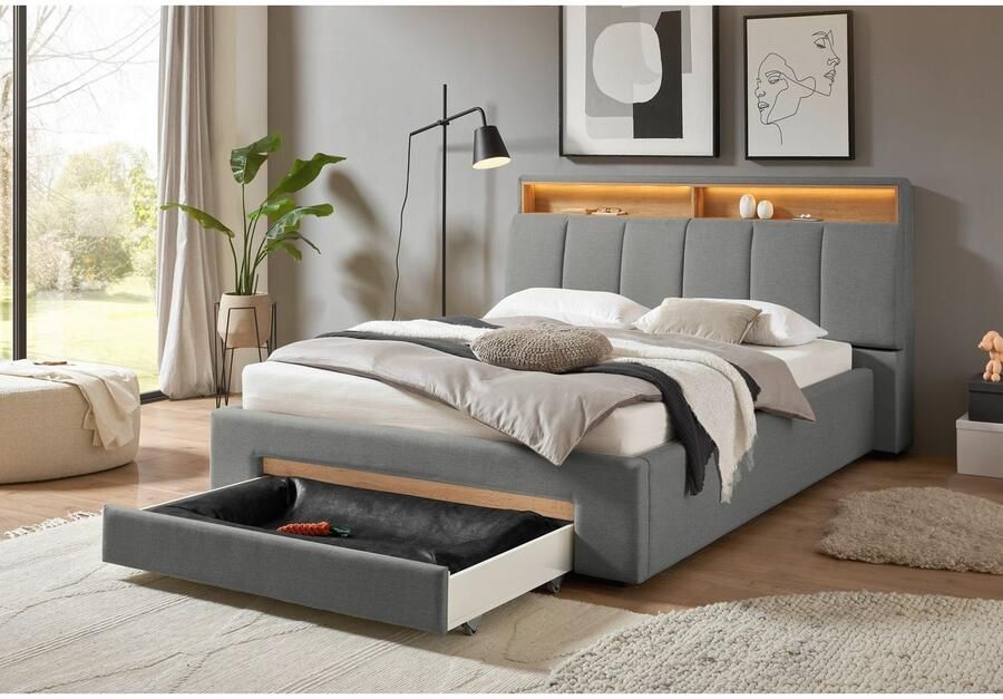 INOSIGN Gestoffeerd bed CiTY GiRON gepolsterd opbergbed met LED-verlichting Bedkisten met hondenbed of als opbergruimte opklapbare hoofdeinden - Foto 8