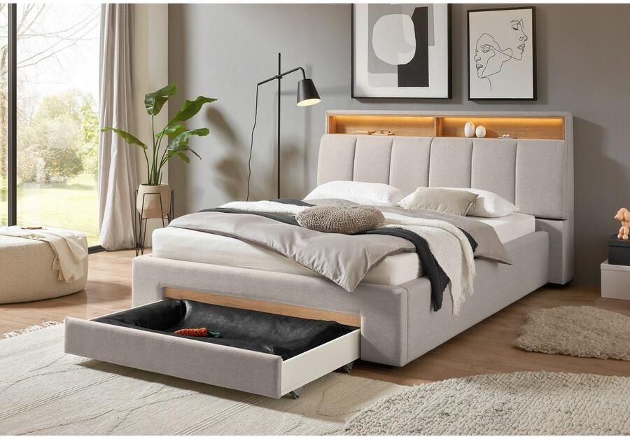 INOSIGN Gestoffeerd bed CiTY GiRON gepolsterd opbergbed met LED-verlichting Bedkisten met hondenbed of als opbergruimte opklapbare hoofdeinden - Foto 8