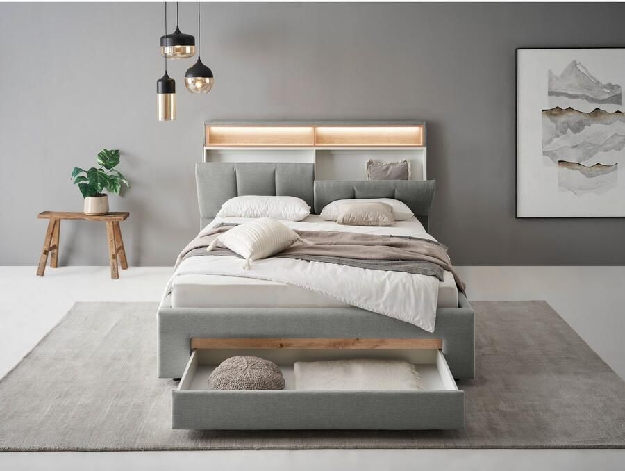 INOSIGN Gestoffeerd bed CiTY GiRON gepolsterd opbergbed met LED-verlichting Bedkisten met hondenbed of als opbergruimte opklapbare hoofdeinden - Foto 2