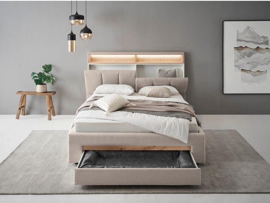 INOSIGN Gestoffeerd bed CiTY GiRON gepolsterd opbergbed met LED-verlichting Bedkisten met hondenbed of als opbergruimte opklapbare hoofdeinden - Foto 2