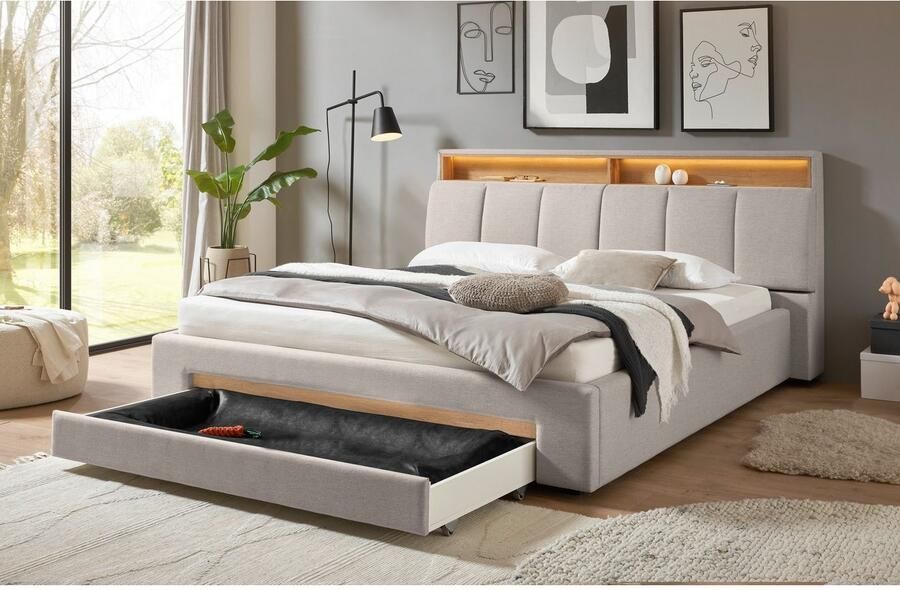 INOSIGN Gestoffeerd bed CiTY GiRON gepolsterd opbergbed met LED-verlichting Bedkisten met hondenbed of als opbergruimte opklapbare hoofdeinden - Foto 7