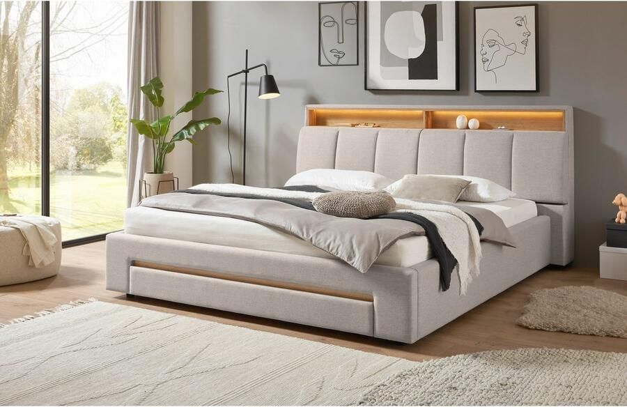 INOSIGN Gestoffeerd bed CiTY GiRON gepolsterd opbergbed met LED-verlichting Bedkisten met hondenbed of als opbergruimte opklapbare hoofdeinden - Foto 8