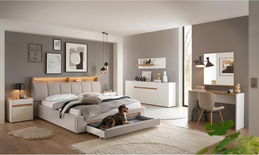 INOSIGN Gestoffeerd bed CiTY GiRON gepolsterd opbergbed met LED-verlichting Bedkisten met hondenbed of als opbergruimte opklapbare hoofdeinden - Foto 11