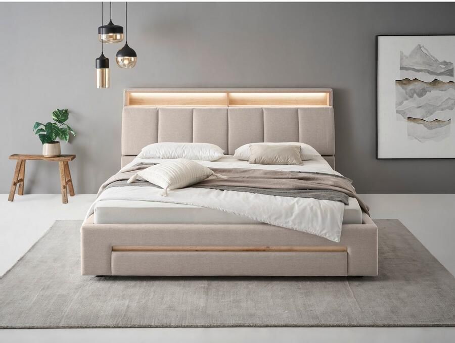 INOSIGN Gestoffeerd bed CiTY GiRON gepolsterd opbergbed met LED-verlichting Bedkisten met hondenbed of als opbergruimte opklapbare hoofdeinden - Foto 2