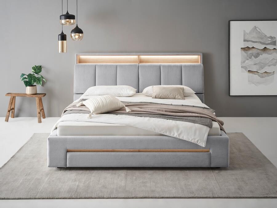 INOSIGN Gestoffeerd bed CiTY GiRON gepolsterd opbergbed met LED-verlichting Bedkisten met hondenbed of als opbergruimte opklapbare hoofdeinden - Foto 12