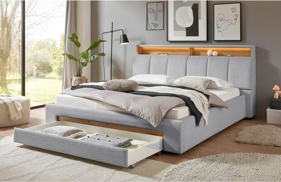 INOSIGN Gestoffeerd bed CiTY GiRON gepolsterd opbergbed met LED-verlichting Bedkisten met hondenbed of als opbergruimte opklapbare hoofdeinden - Foto 6