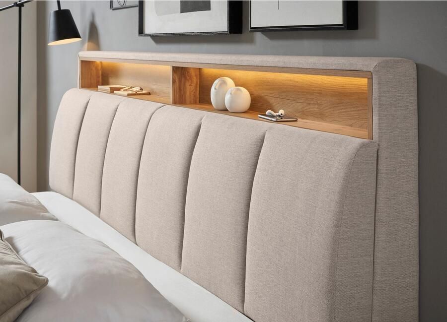 INOSIGN Gestoffeerd bed CiTY GiRON gepolsterd opbergbed met LED-verlichting Bedkisten met hondenbed of als opbergruimte opklapbare hoofdeinden - Foto 4