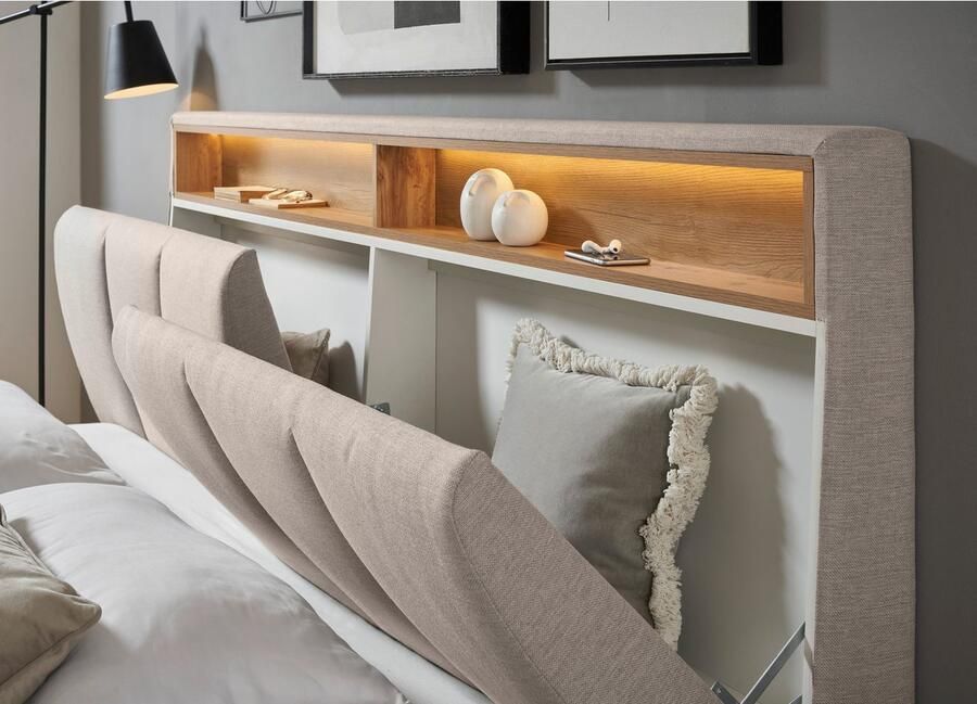 INOSIGN Gestoffeerd bed CiTY GiRON gepolsterd opbergbed met LED-verlichting Bedkisten met hondenbed of als opbergruimte opklapbare hoofdeinden - Foto 5