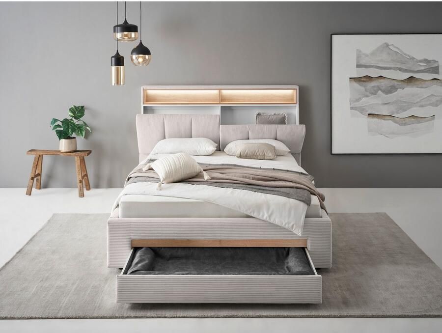 INOSIGN Gestoffeerd bed CiTY GiRON gepolsterd opbergbed met LED-verlichting Bedkisten met hondenbed of als opbergruimte opklapbare hoofdeinden - Foto 2