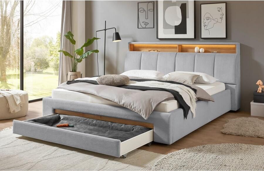 INOSIGN Gestoffeerd bed CiTY GiRON gepolsterd opbergbed met LED-verlichting Bedkisten met hondenbed of als opbergruimte opklapbare hoofdeinden - Foto 6