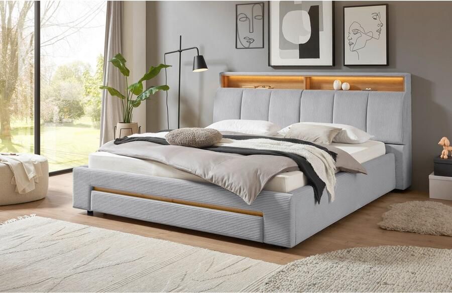 INOSIGN Gestoffeerd bed CiTY GiRON gepolsterd opbergbed met LED-verlichting Bedkisten met hondenbed of als opbergruimte opklapbare hoofdeinden - Foto 7