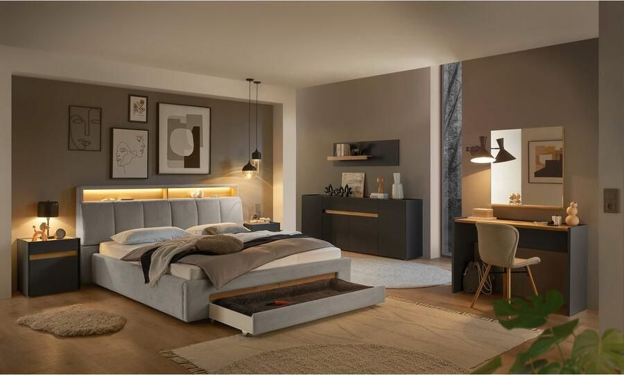 INOSIGN Gestoffeerd bed CiTY GiRON gepolsterd opbergbed met LED-verlichting Bedkisten met hondenbed of als opbergruimte opklapbare hoofdeinden - Foto 11