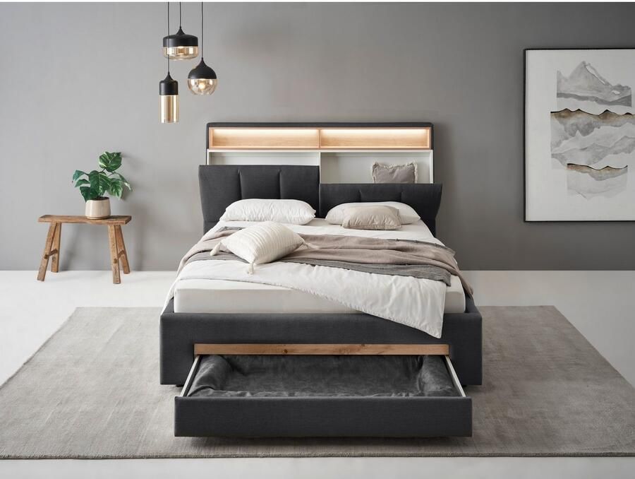 INOSIGN Gestoffeerd bed CiTY GiRON gepolsterd opbergbed met LED-verlichting Bedkisten met hondenbed of als opbergruimte opklapbare hoofdeinden - Foto 2
