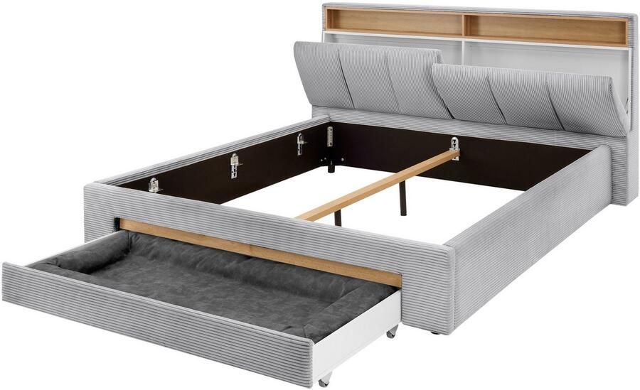 INOSIGN Gestoffeerd bed CiTY GiRON gepolsterd opbergbed met LED-verlichting Bedkisten met hondenbed of als opbergruimte opklapbare hoofdeinden - Foto 9