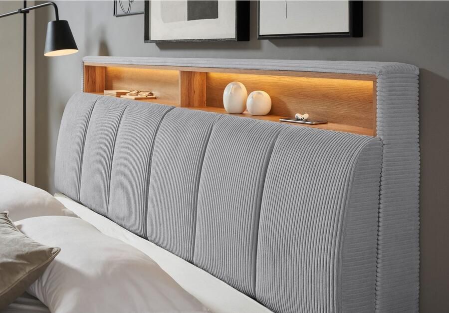 INOSIGN Gestoffeerd bed CiTY GiRON gepolsterd opbergbed met LED-verlichting Bedkisten met hondenbed of als opbergruimte opklapbare hoofdeinden - Foto 3