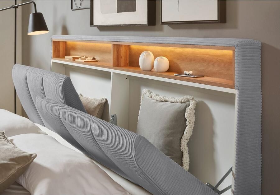 INOSIGN Gestoffeerd bed CiTY GiRON gepolsterd opbergbed met LED-verlichting Bedkisten met hondenbed of als opbergruimte opklapbare hoofdeinden - Foto 4