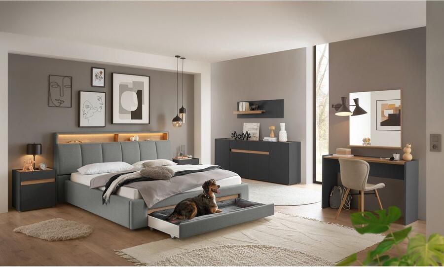 INOSIGN Gestoffeerd bed CiTY GiRON gepolsterd opbergbed met LED-verlichting Bedkisten met hondenbed of als opbergruimte opklapbare hoofdeinden - Foto 10