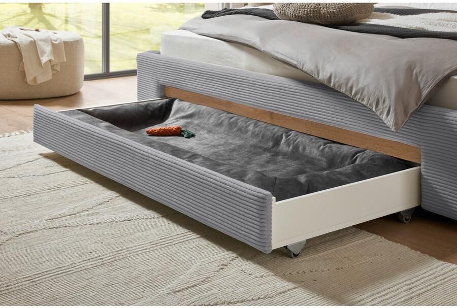 INOSIGN Gestoffeerd bed CiTY GiRON bedframe met bedlade gestoffeerd opbergbed met hondenbed of opberglade bekleding van corduroy of linnenlook - Foto 4