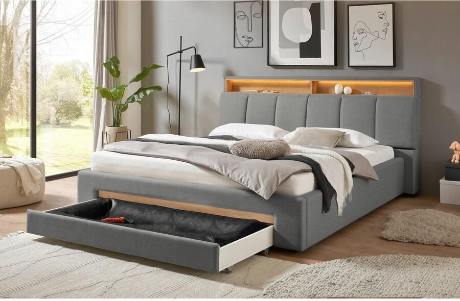INOSIGN Gestoffeerd bed CiTY GiRON gepolsterd opbergbed met LED-verlichting Bedkisten met hondenbed of als opbergruimte opklapbare hoofdeinden - Foto 6