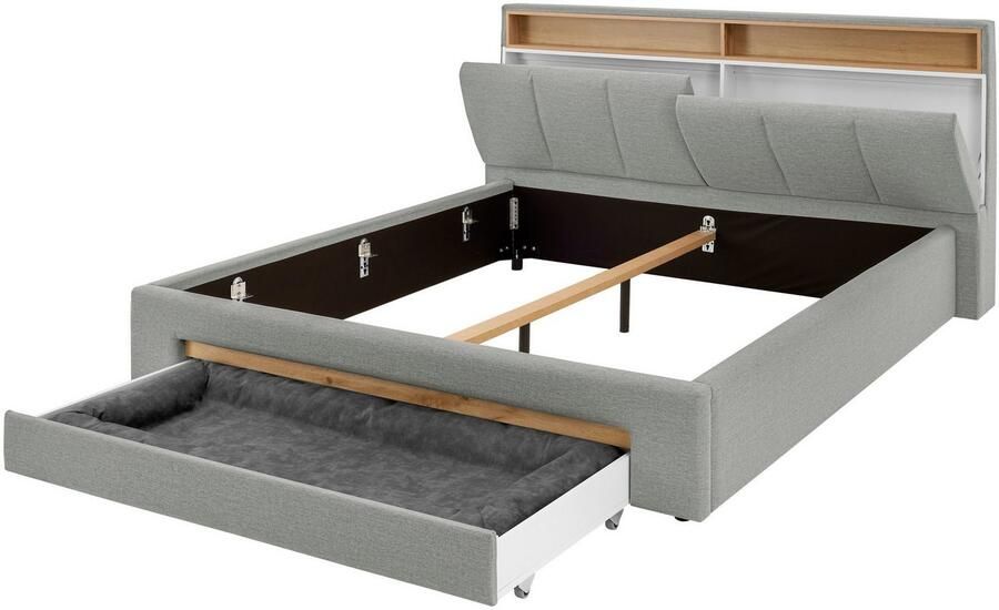 INOSIGN Gestoffeerd bed CiTY GiRON gepolsterd opbergbed met LED-verlichting Bedkisten met hondenbed of als opbergruimte opklapbare hoofdeinden - Foto 9