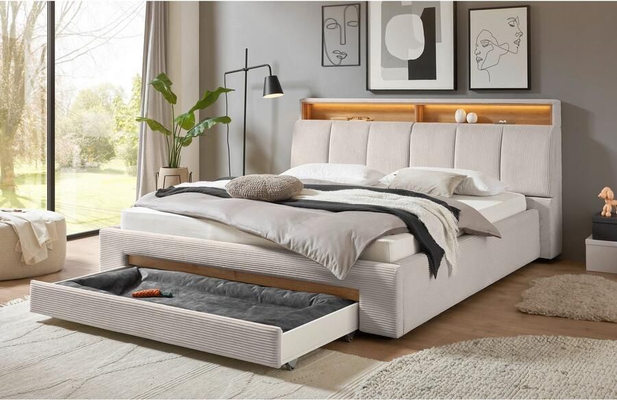 INOSIGN Gestoffeerd bed CiTY GiRON gepolsterd opbergbed met LED-verlichting Bedkisten met hondenbed of als opbergruimte opklapbare hoofdeinden - Foto 6