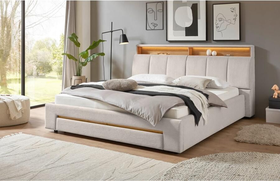 INOSIGN Gestoffeerd bed CiTY GiRON gepolsterd opbergbed met LED-verlichting Bedkisten met hondenbed of als opbergruimte opklapbare hoofdeinden - Foto 8