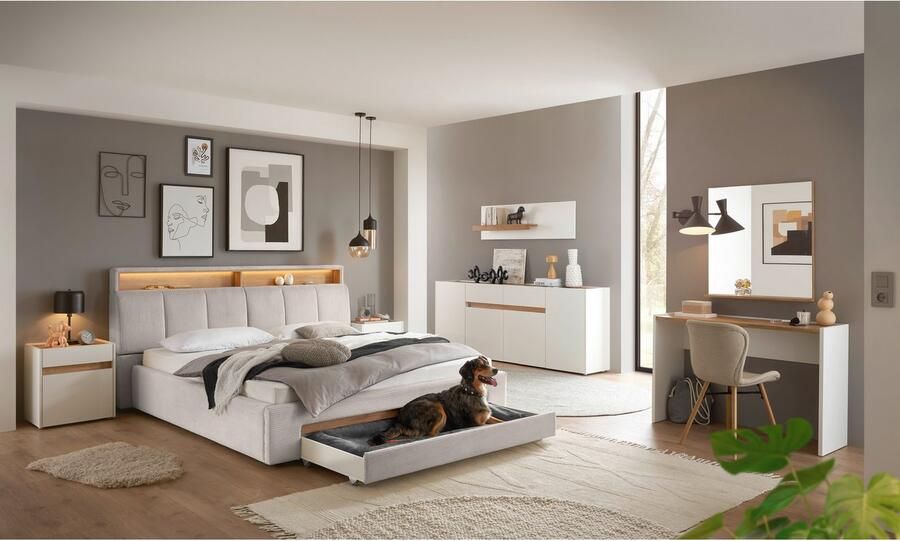 INOSIGN Gestoffeerd bed CiTY GiRON gepolsterd opbergbed met LED-verlichting Bedkisten met hondenbed of als opbergruimte opklapbare hoofdeinden - Foto 10