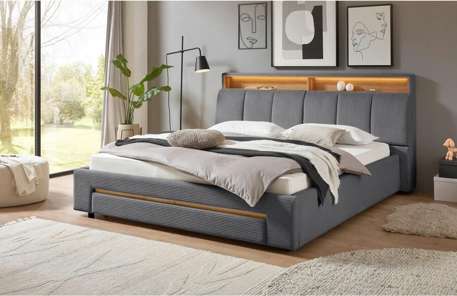 INOSIGN Gestoffeerd bed CiTY GiRON gepolsterd opbergbed met LED-verlichting Bedkisten met hondenbed of als opbergruimte opklapbare hoofdeinden - Foto 7