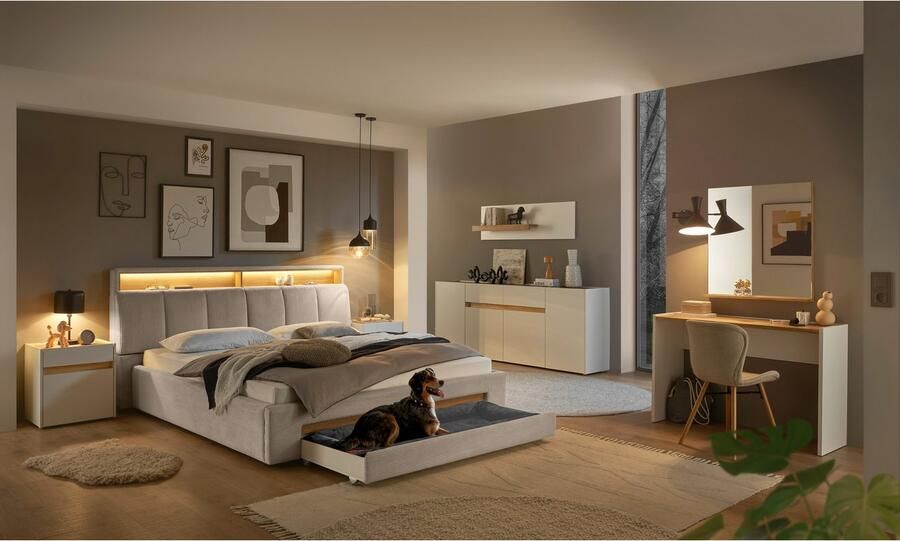 INOSIGN Gestoffeerd bed CiTY GiRON gepolsterd opbergbed met LED-verlichting Bedkisten met hondenbed of als opbergruimte opklapbare hoofdeinden - Foto 11